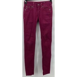 Miss Me Skinny Jeans Size 24 Pink Raspberry Y2K Cowgirl Embellished Angel Wings